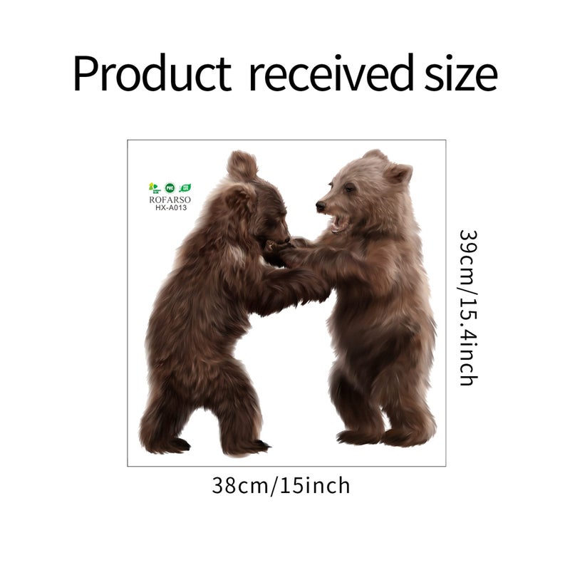 ROFARSO Lifelike Cute Lovely Two Little Bears Animal Wall Stickers Removable Wall Decals Peel and Stick Wall Art Decorations Home Decor for Kid Nursery Baby Bedroom Living Room Playing Room Murals - Image 4